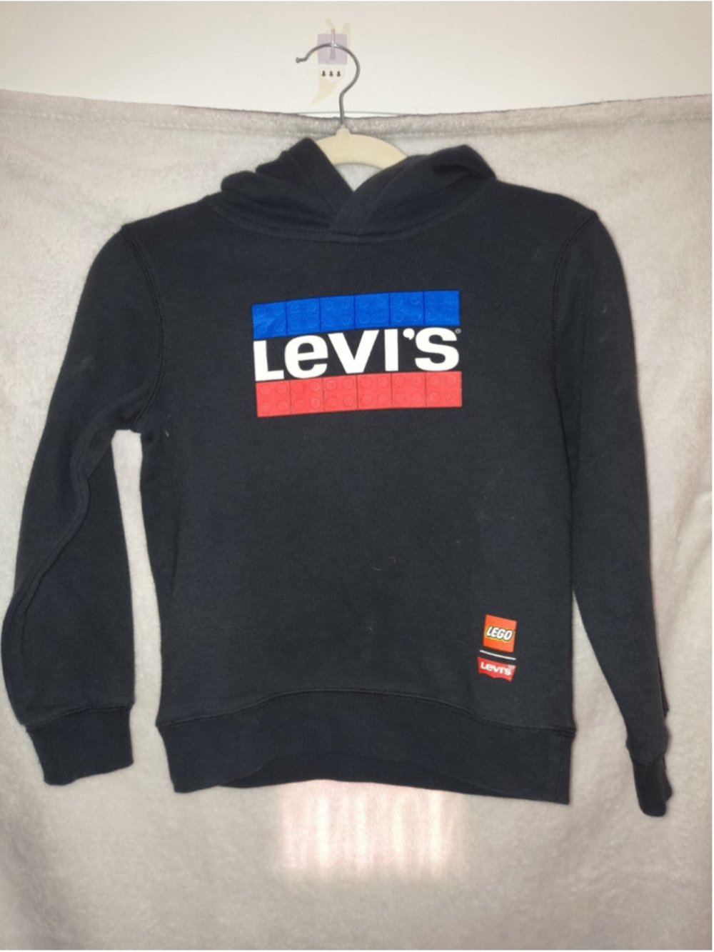 Levi Lego Black Hoodie Sweatshirt Pullover Kids Unisex Size 6-7